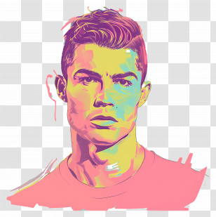 Cristiano Ronaldo - Colorful Pop Art-Style Portrait Illustration Transparent PNG