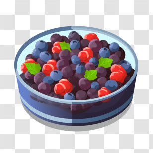 Fruit Salad - Mix Of Blueberries And Red Berries In A Bowl Transparent PNG