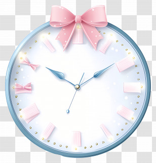 Christmas Clock - Decorative Clock With Pink Bow Transparent PNG