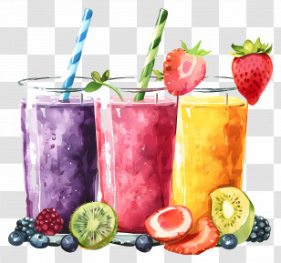 Smoothies - Fruit Smoothies With Fresh Fruits Illustration Transparent PNG