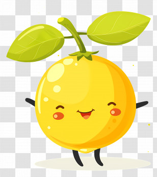 Lemon Kawaii - Cute Yellow Citrus Fruit Illustration Transparent PNG