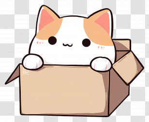 Cat In Box - Cute Cartoon Cat Peeking Out Of A Box Transparent PNG