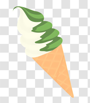 Food - Green And White Swirled Ice Cream Cone Transparent PNG