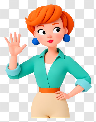 Cartoon Woman - Friendly Woman Waving Transparent PNG