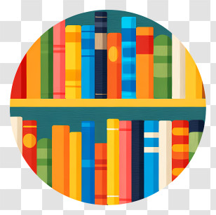 Library Icon - Colorful Books On A Shelf Transparent PNG