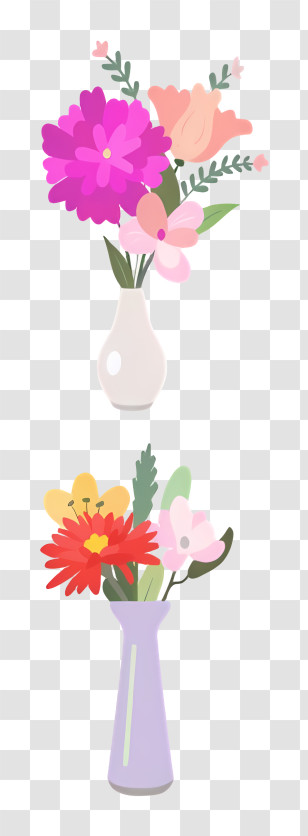 Flower Arrangements - Colorful Flowers In Vases Transparent PNG
