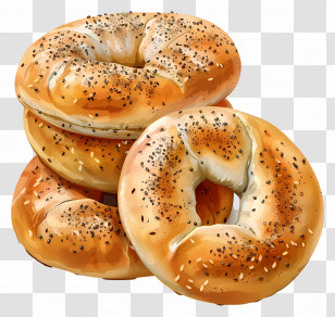 Bagels - Golden Bagels With Seeds Transparent PNG