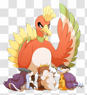 Pokemon - Colorful Bird And Animals In Fantasy World Transparent PNG