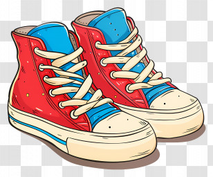 Sneakers - Bright Red And Blue Sneakers Illustration Transparent PNG