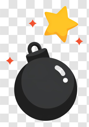 Black Bomb - Cartoon Bomb With Star Transparent PNG
