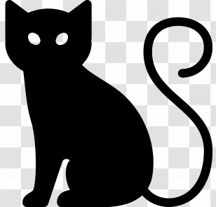 Halloween Cat - Black Silhouette Of A Cat, Perfect For Halloween Themes Transparent PNG