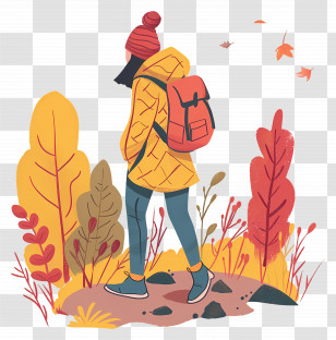 Autumn Hiking - Person Walking Amid Autumn Scenery Transparent PNG