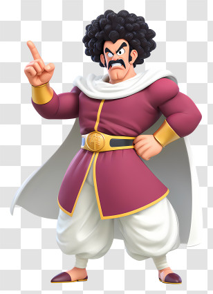Mr Satan - Confident Afro Hero Cartoon Pose Transparent PNG