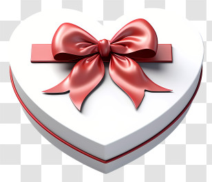 Gift Box - Heart-shaped Gift Box With Red Ribbon Transparent PNG