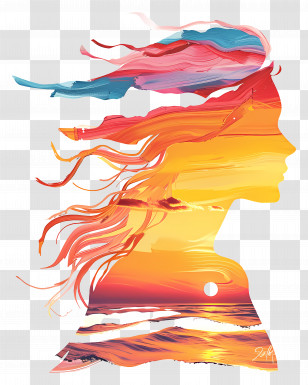 Abstract Girl - Colorful Silhouette Of A Woman Transparent PNG
