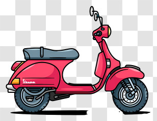 Motorcycle - Red Vintage Scooter Illustration Transparent PNG