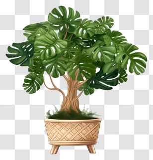 Large Plant - Green Plant In Woven Pot Transparent PNG