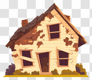 Old Weathered House - Cartoon Dilapidated House Transparent PNG
