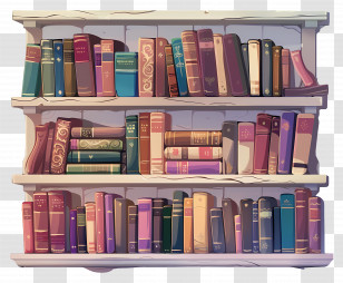 Animated Books - Bookshelf With Colorful Books Illustration Transparent PNG
