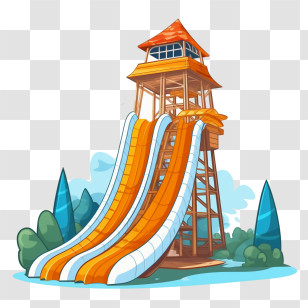 Water Park - Water Slide Park Tower Design Transparent PNG
