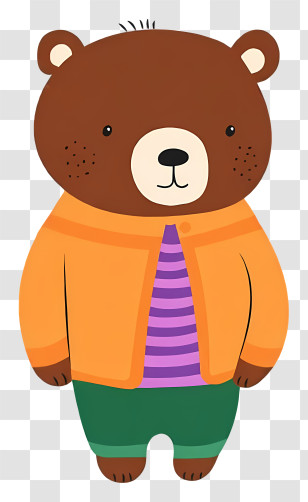 Brown Bear - Bear Wearing A Colorful Jacket Transparent PNG