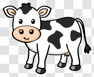 Cartoon Cow - Smiling Cartoon Cow Illustration Transparent PNG