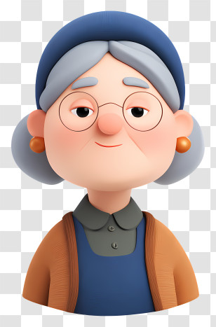Old Woman Avatar - Cartoon Elderly Woman With Glasses Transparent PNG
