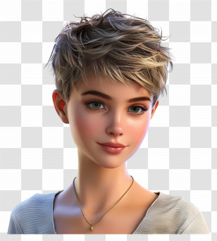 Very Short Pixie Haircuts - Animated Girl With Short Hair Transparent PNG