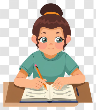 Woman Writing With Pencil - Girl Studying With Book And Pencil Transparent PNG