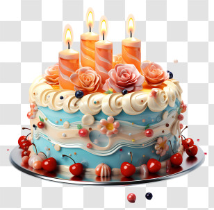 Birthday Cake - Birthday Cake With Decorative Candles Transparent PNG