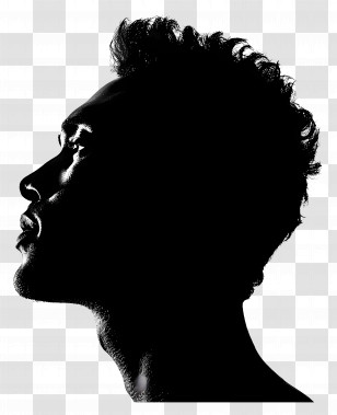 Man Head Silhouette - Silhouette Profile Of A Man In Black And White Transparent PNG