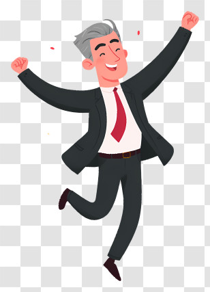 Businessman Feeling Happy - Joyful Businessman Jumping With Excitement Transparent PNG