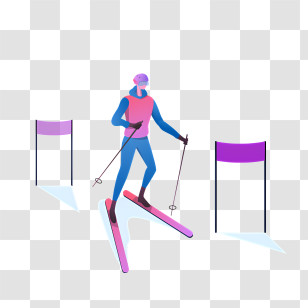 Skier - Person Skiing Through Gates Transparent PNG
