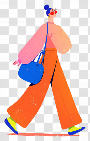 Fashion Model - Stylish Person Walking With Blue Bag Transparent PNG
