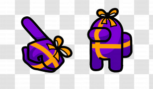 Among Us Gift - Purple Game Character With Gift Transparent PNG