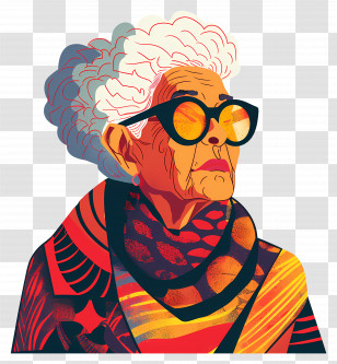 Old Woman - Stylish Elderly Woman With Glasses Transparent PNG