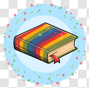 Cartoon - Rainbow Striped Book With Decorative Cover Transparent PNG