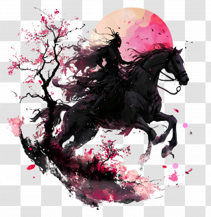 Headless Horseman - Silhouette Of Horse Rider At Night Transparent PNG