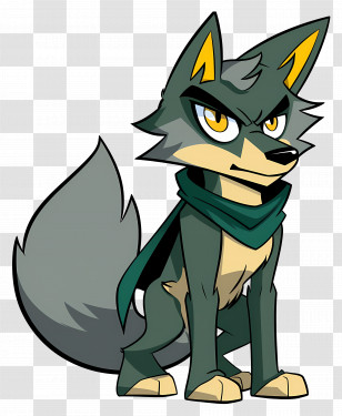 Cartoon Wolf - Cartoon Wolf With Scarf Transparent PNG