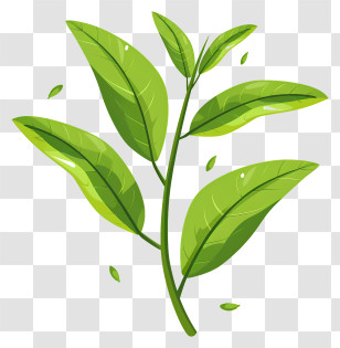 Green Tea Leaf - Green Leaf Branch Design For Nature Concept Transparent PNG