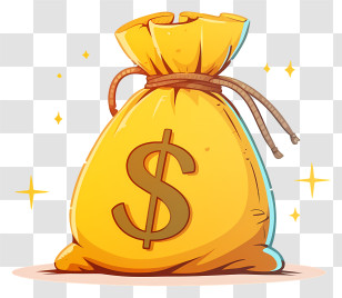 Sack Of Money - Golden Money Bag With Coins Transparent PNG