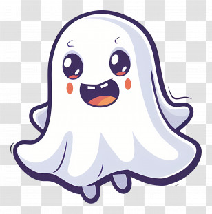 Kawaii Ghost - Smiling Cartoon Ghost Illustration Transparent PNG