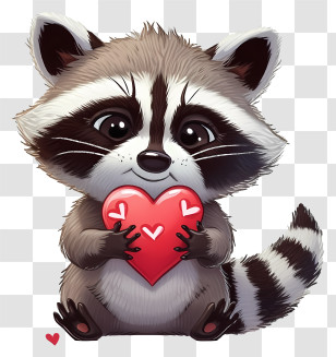 Valentine Raccoon Vector 3d - Cute Raccoon Holding A Heart Cartoon Transparent PNG