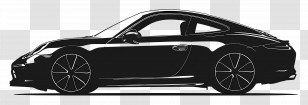Porsche Silhouette - Sleek Black Car Silhouette Transparent PNG