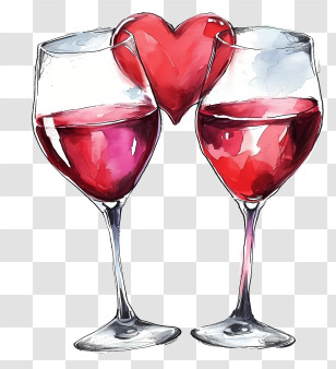 Valentine Wine Glasses Sketch Line - Wine Glasses With Heart Illustration Transparent PNG
