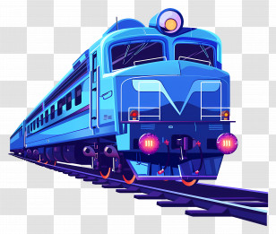 Train - Blue Futuristic Train On Tracks Transparent PNG