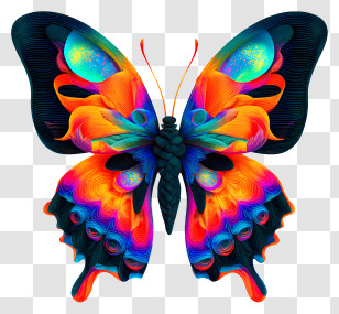 Iridescent Butterfly Wings - Vibrant Rainbow Butterfly Transparent PNG