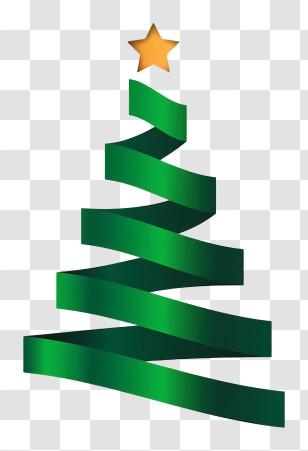 Green Tree - Ribbon-Based Modern Christmas Tree With Star Transparent PNG