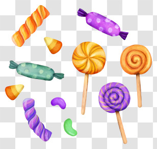 Candy - Assorted Colorful Candies And Lollipops Transparent PNG