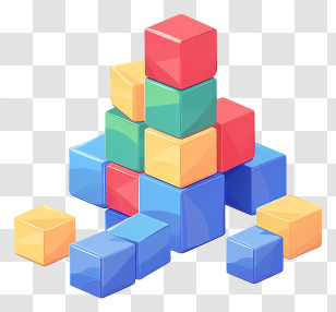 Building Blocks - Stacked Colorful Toy Blocks For Play Transparent PNG